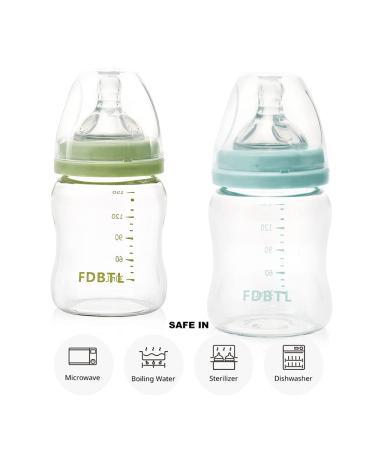 Baby Bottle Glass Wide Neck  Closer to Breastfeeding  Slow Flow Nipple  Anti-Colic  4 Ounce  2 Count (Blue) Blue 1 Count (Pack of 1) - Buy Online on GoSupps.com