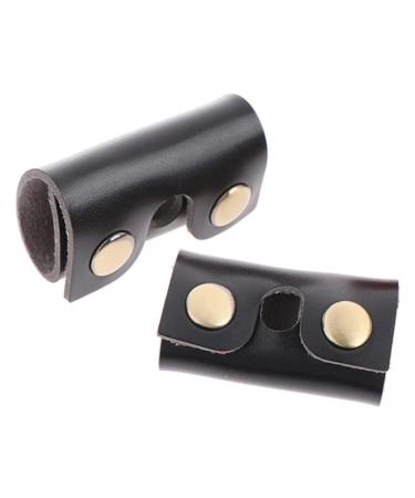 Doitool 2st leather cover for razor razor-head storage cover Travel accessories leather bag synthetic leather cover for the shaving head Gently headgear protection leather case man razor black 8.5x4.5cm