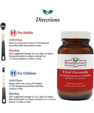 Foods For Gut Vital Formula 12 Strain Probiotics Powder 260 Billion CFU | Made in USA | Digestive & Immune Support | High Potency | 30 Grams (1.05 Oz) 1.05 Ounce (Pack of 1) - Buy Online on GoSupps.com