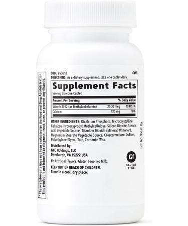GNC Methyl B-12 2500 mcg - 100 Caplets | Premium Vitamin B12 Supplement - Buy Online on GoSupps.com