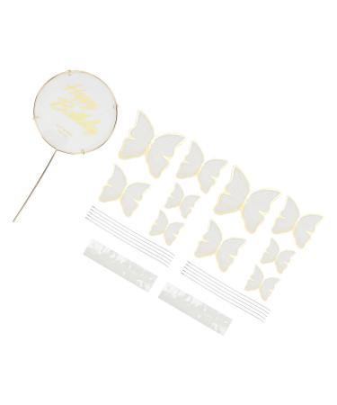 Cake Insert Cupcake Topper 3D Effect Inedible Cake Insert for Birthday Party Colorful Wall Decoration for Wedding (White)