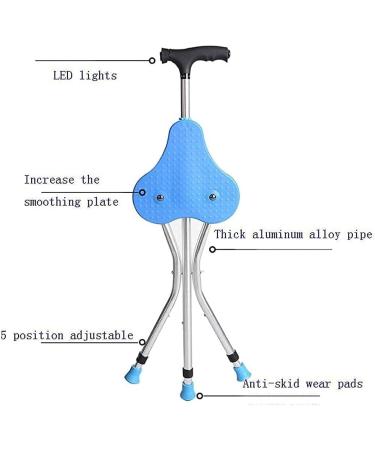 Folding Retractable Crutches Three-Legg Chairs Walking StickLights Canes Lightweight Anti-Skid Hiking Blue 87.5-97.5Cm Climbing Elderly Travelg Everything is fine - Buy Online on GoSupps.com