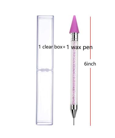 Dual Ended Nail Rhinestones Picker & Dotting Tool - DIY Nail Art Decoration with Wax Tip Pencil for Gems & Crystals - Acrylic Purple - Buy Online on GoSupps.com