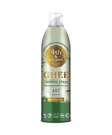 4th & Heart Original Ghee Oil Cooking Spray, 5 Ounce, Non-Stick High Heat Blend of Grass-fed Ghee, Avocado, and Grapeseed Oils, Keto, Pasture Raised, Non-GMO, Lactose Free, Certified Paleo 5 Fl Oz (Pack of 1)