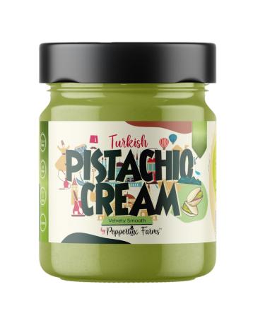 Peppertux Farms Pistachio Cream - 100% Pure & Natural Pistachio Butter Vegan Cream - High Protein Turkish Pistachio Cream Spread - Smooth, Gluten Free, Unsalted, Unrefined Sugar, Creamy Pistachios - 7oz(200g)