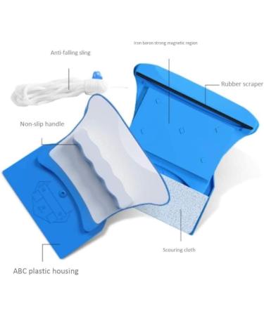 Square Cleaner Glass Wiper ABS Material/2.5 M Safety Rope/rubber Scraper Double Sided Window Cleaner Manual Type Blue (A) - Buy Online on GoSupps.com