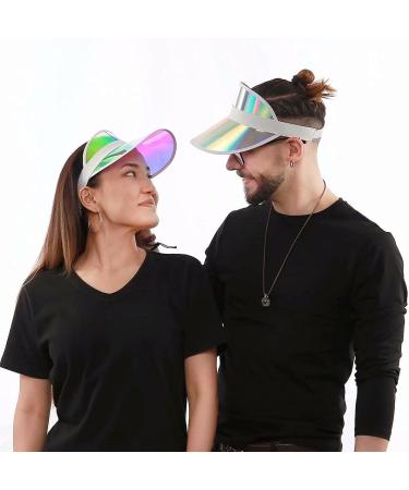 5 Pack Sun Visor Hats for Women - Clear Colorful Party Outdoor Sports Cap - Iridescent Pink - Buy Online on GoSupps.com