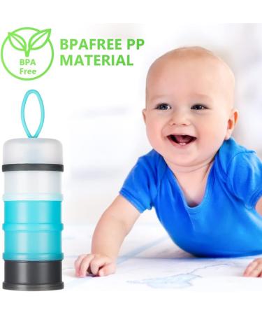 Vicloon Baby Milk Powder Dispenser - 4 Layer Portable Container for Kids - Stackable Snack Storage - Gray & Blue - Buy Online on GoSupps.com