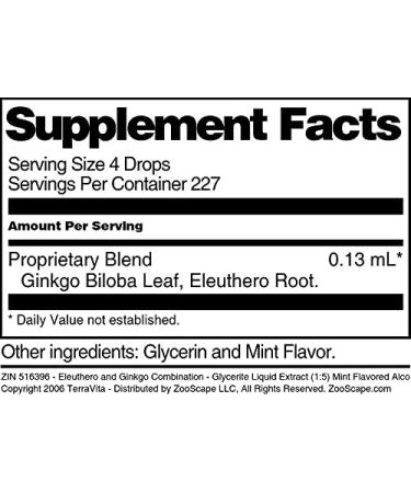 Eleuthero and Ginkgo Combination - Glycerite Liquid Extract (1:5) Mint Flavored Alcohol-Free (1 oz ZIN: 516396) - 3 Pack - Buy Online on GoSupps.com