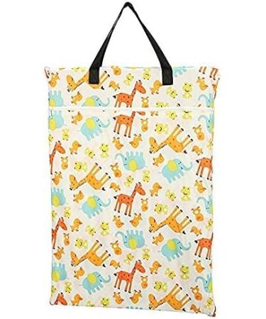 Large Hanging Wet/Dry Cloth Diaper Pail Bag for Reusable Diapers or Laundry (Giraffes)