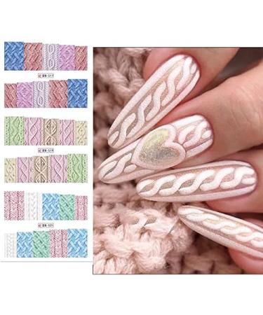 12Pcs/Set Beauty Sweater Cloth Pattern Sticker Water Transfer Nail Art Stickers Nails Decals Colorful Labels - Buy Online on GoSupps.com