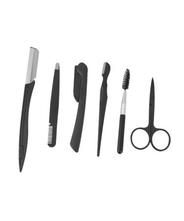 Beaupretty Set Eyebrow Trimming Set Cosmetology Kit Eyeborw Scissors Eyebrow Brush Eyebrow Shaper Eyeborw Comb Bridegroom Beauty Tools Hair Removal 19X9cm Black
