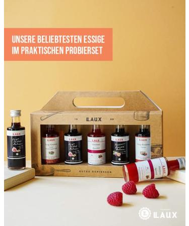 Laux Vinegar Gift Box - 5 Set with Unique Vinegar Creations & Aperitif - Perfect Topping for Salad & Vegetables - Ideal Easter Gift (5 x 40ml) - Buy Online on GoSupps.com