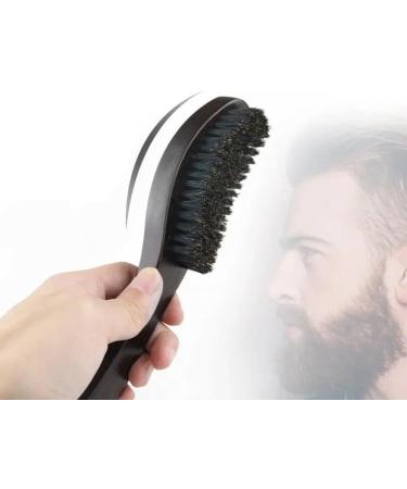 Baokuan Beard Brush - Wild Boar Bristle Curved Wave Brush for Men | Professional Facial Shaving & Mustache Tool | Salon Quality Hairdressing Tool - Buy Online on GoSupps.com