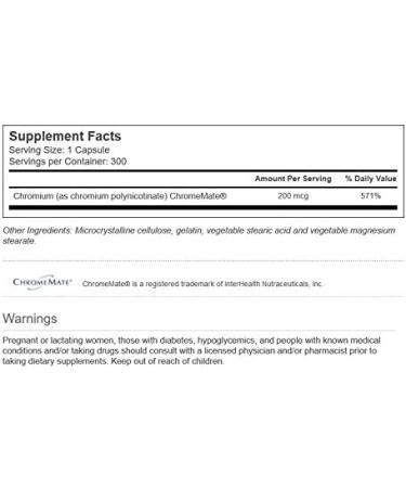 Vitacost ChromeMate GTF Chromium Polynicotinate 200 mcg - 300 Capsules - Buy Online on GoSupps.com