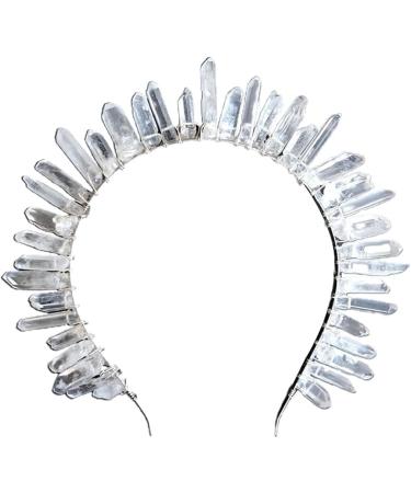 amangul Quartz Headband Natural for Crystal for Head Natural for Matter Rainbow Stone Crown -style for Rhinesto(Silver Line White) - Buy Online on GoSupps.com