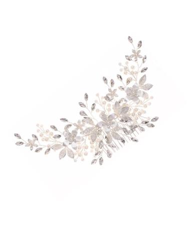 FRCOLOR Alloy Pearl Hair Comb wedding headpiece for bride flower hair comb wedding leaf wedding rhinestone hair accessories Headwear Decor diamond white bridesmaid Imitation pearls abs