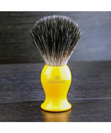 Razor brush black Dachs synthetic fiber bristle - yellow ceramic resin handpiece - exceptional comfort and low maintenance - Great addition until every shaving collection collection