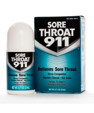 Sore Throat 911 Relieves Sore Throat Sinus Congestion Swollen Glands Ear Ache Helps to Open and Drain Glands 0.71 Ounce (21ml) (Value Pack of 2)