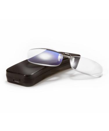 Flip Up Blue Light Blocking Clip On Reading Glasses for Men and Women Magnifiers for Eyeglasses Glasses Frameless (transparent+ 4 x)