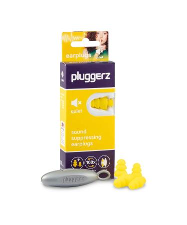 Pluggerz earplugs quiet - 2 pairs (s/m m/l) - reusable - soft & comfortable - filtered - 27 dB - concentration - study - focus