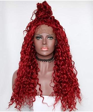 Sunnybluee Fantasy Beauty Black Water Wave Synthetic Lace Front Wig Heat Resistant Loose Curly Half Hand Tied Front WIGS WITH BAY HAIR