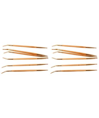 KALLORY 2 Pcs Eyeliner Bamboo Brush Straight Bent Angled Brush Cosmetic Double Head