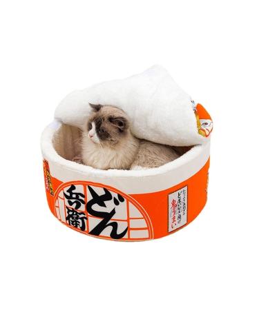 SSDHUA Cat Nest Instant Noodle Shape Cat House Cat Sofa Bed Cute and Comfortable Pet Cat House Detachable Multifunctional Soft Pet Bed Suitable for Small Cats and Dogs 1 L Orange