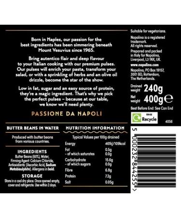 Napolina Butter Beans in Water 400g Single - Buy Online on GoSupps.com