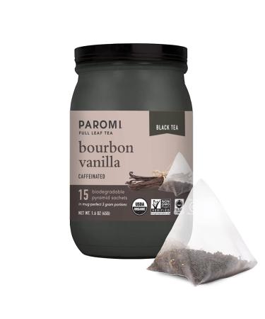 Paromi Bourbon Vanilla Organic Black Tea, Signature Jar, 15 Count Vanilla 15 Count (Pack of 1)