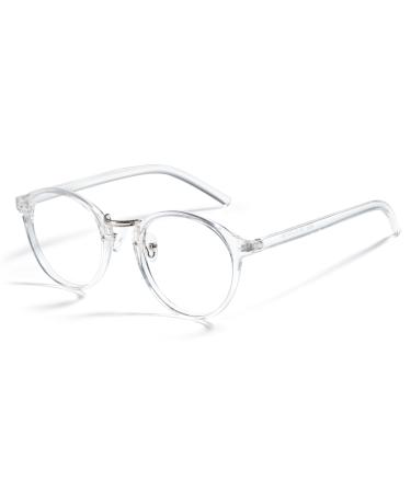 Cyxus glasses without presumption women men with blue light filter fashion round glasses computer gaming glasses anti uv 400 retro glasses frames (8065 clear) 01-51