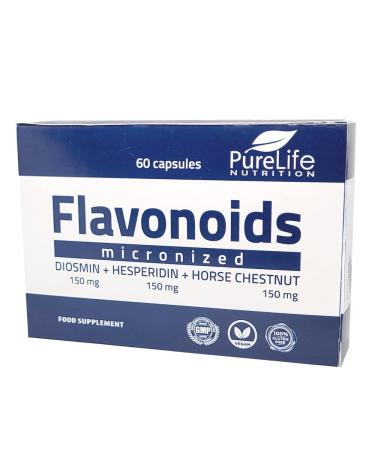 Flavonoids Micronised Diosmin 150 mg + Hesperidin 150 mg + Horse Chestnut 150 mg- GMP Certificate Vegan Gluten Free- Haemorrhoids Legs Circulation Healthy Normal Veins and Blood Vessels Function