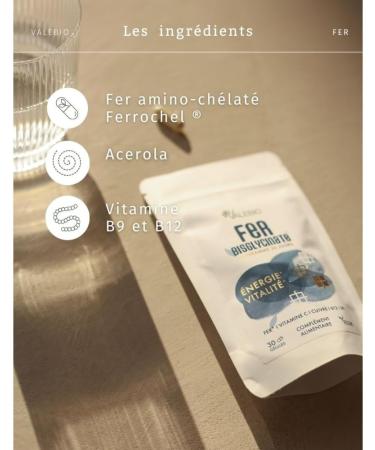 Iron bisglycinate + vitamins C B9 & B12 | Vitality & immunity | High absorption patented Ferrochel | 1 month vegan & made - Buy Online on GoSupps.com