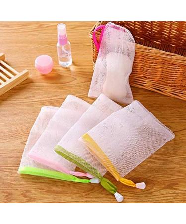 DNHCLL 10PCS Double Layer Bubble Foam Net Exfoliating Mesh Soap Pouch Bubble Foam Net Soap Sack Saver Pouch Drawstring Holder Bags