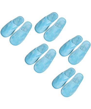 Tianmao 5 pairs of slipper hotels lipper tortier hip slippers with closed toes universal size 28.5 * 11cm thick coral fleece Washable guest slippers for spa guests hotel and travel uniform size blue