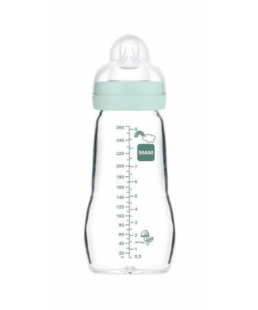 MAM FEEL Good A162 Glass drinking bottle with patented Skinsofiftm Silicone Sucker 2 particularly soft for babies from 0 months 260 ml blue - Buy Online on GoSupps.com