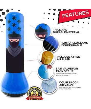 Whoobli Kids Punching Bag Set Ninja Blue | Adjustable Boxing Bag for 3-10 Years Old | Includes Boxing Gloves | Toy for Boys & Girls (Red White) - Buy Online on GoSupps.com