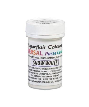 Sugarflair Snow White Universal Paste Food Colouring - Concentrated Food Colour for Colouring Of All Foods Including Cake Mix Chocolate Batter Icing Buttercream & More - 22g