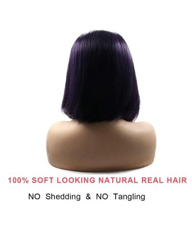 Short Bob Lace Front Wig with Baby Hair - Purple Shoulder Length Natural Hairline Glue-Free Synthetic Wig for Black Women | Heat-Resistant Fiber for Cosplay - Buy Online on GoSupps.com