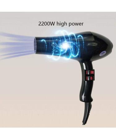 Professional Salon Ionic Blow Dryer 2200W Hair Dryer with Nozzle Powerful Hairdryer Fast Drying Blow Hair-Dryer AC Motor 2 Speed and 3 Heat Long Cable Light Quiet for Home and Salon Women Men Black - Buy Online on GoSupps.com