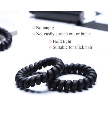 Spiral Hair Ties Black - 10 Pcs Matte Phone Cord Hair Coils for Women - Traceless Elastic Coil Hair Ties - Waterproof & No Crease - Buy Online on GoSupps.com
