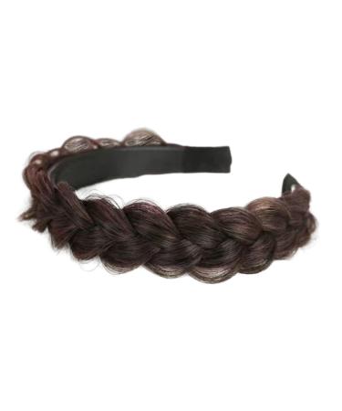 amangul Braid Hairband Hair Braided Headband Hairpiece Invisible y Braided Hair Hoop y Braids For Styling(Dark Brown)