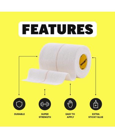 6 Rolls - SPORTTAPE EAB Fabric Strapping Tape - 2.5cm x 4.5m | Thumb Tape Rugby Finger & Toe Tape | Non Tear Elastic Adhesive Bandage Tape Strapping Tape for Sport and Medical Use 2.5cm x 4.5m - 6 Rolls - Buy Online on GoSupps.com