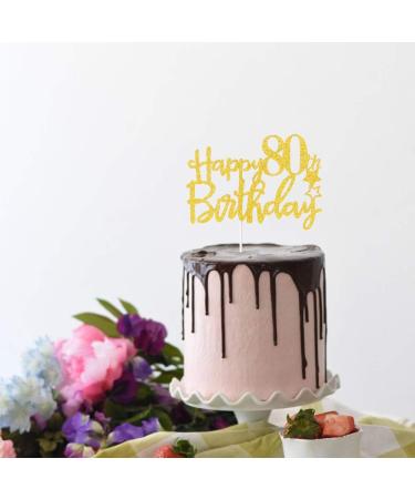 Tenhaisi Glittery Gold Happy 80th Birthday Cake Topper Cheers to 80 Fabulous Party Decoration 80th Birthday Decorations Adults Anniversary Birthday Party Decoration - Buy Online on GoSupps.com