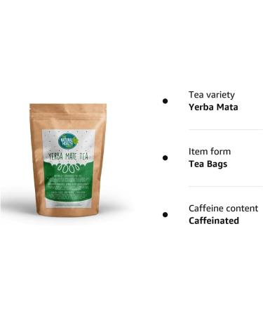 Yerba Mate Tea Bags - 50 Count by The Natural Health Market | Natural Stimulant with Vitamins & Minerals | Smooth Caffeine Boost | No Jitters - Buy Online on GoSupps.com