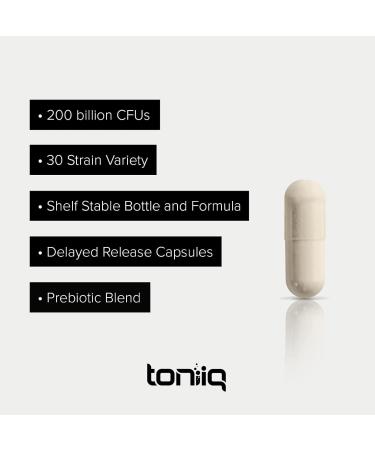 Toniiq 200 Billion CFU Probiotic Supplement 30 Verified Third-Party Tested Strains - Fully Shelf-Stable Probiotics Formula with Prebiotic Blend - Extended Release Capsules 60 Count (Pack of 1) - Buy Online on GoSupps.com
