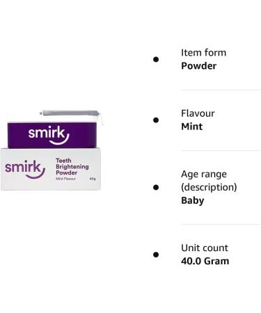 Smirk Teeth Brightening Powder 40g - Natural Whitening Formula | Shop Now - Buy Online on GoSupps.com