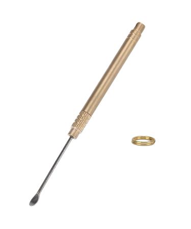 Ear Wax Removal Tool Ear Spoon Folding Type Titanium Alloy Brass Glossy Round Ear Pick Cleaner with Key Ring Portable Light Removal Tool for Cleaning Ears