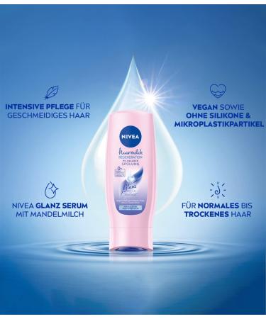 Nivea Hair Milk Regeneration Conditioner 200ml | pH Balance Almond Milk & Shine Serum for Normal to Dry Hair | Intensive Nourishing Rinse - Buy Online on GoSupps.com