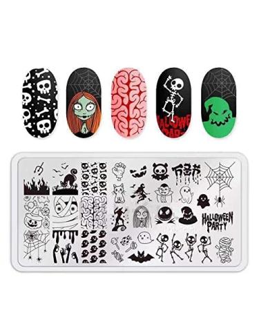 Snow Halloween Christmas Pattern Nail Stamping Plates Manicure Image Template Festival New Year Nails Stencil (5)